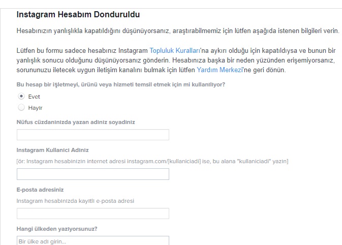 instagram sayfam sürekli sikayet yiyor, hesabım şikayet alıyor, hesabım şikayet yiyor, instagram şikayet üzerine kapanıyor, instagram hesabım şikayet alıyor, instagram kapanan hesaba itiraz etme